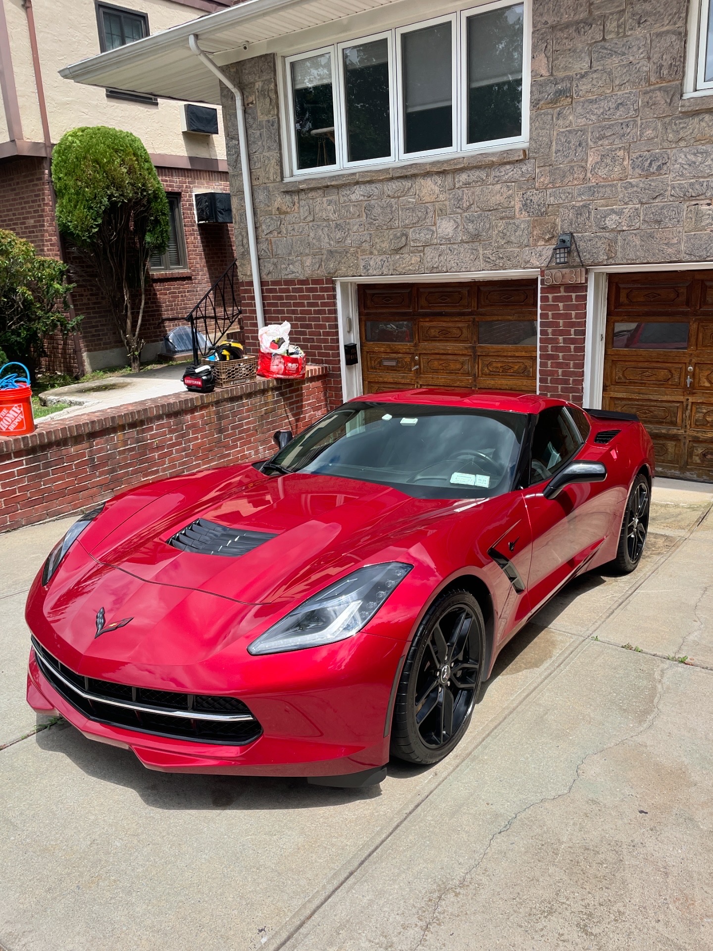 Red Corvette Stingray mobile detail Long Island